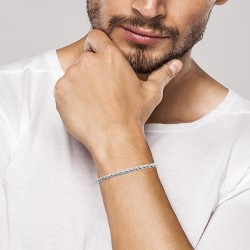 Bracelet Maille Palmier Acier 316L PVD 21cm Homme