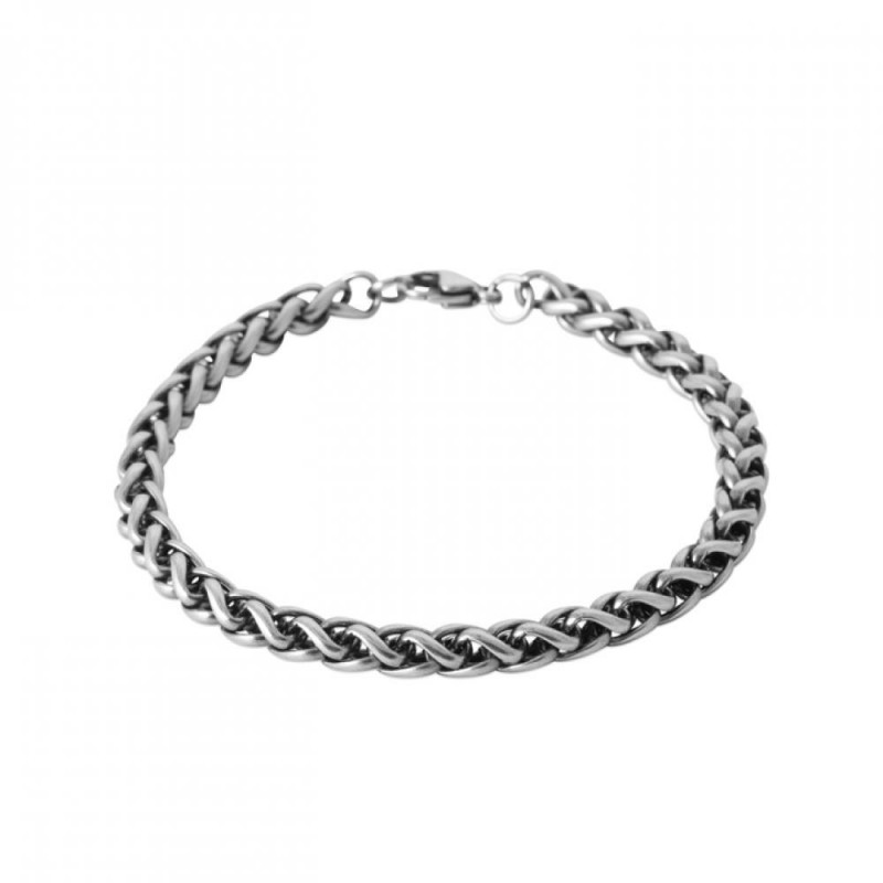 Bracelet Maille Palmier Acier 316L PVD noir 22cm Homme