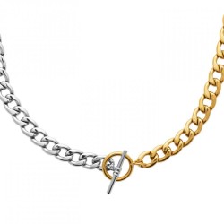Collier Fermoir T Bicolore...