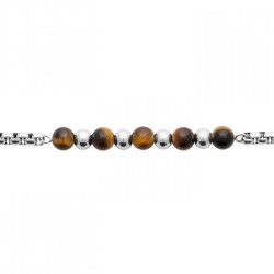 Bracelet Acier 316L PVD Oeil de tigre 21cm Homme
