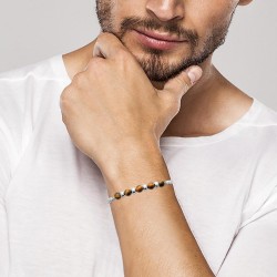 Bracelet Acier 316L PVD Oeil de tigre 21cm Homme