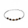 Bracelet Acier 316L PVD Oeil de tigre 21cm Homme