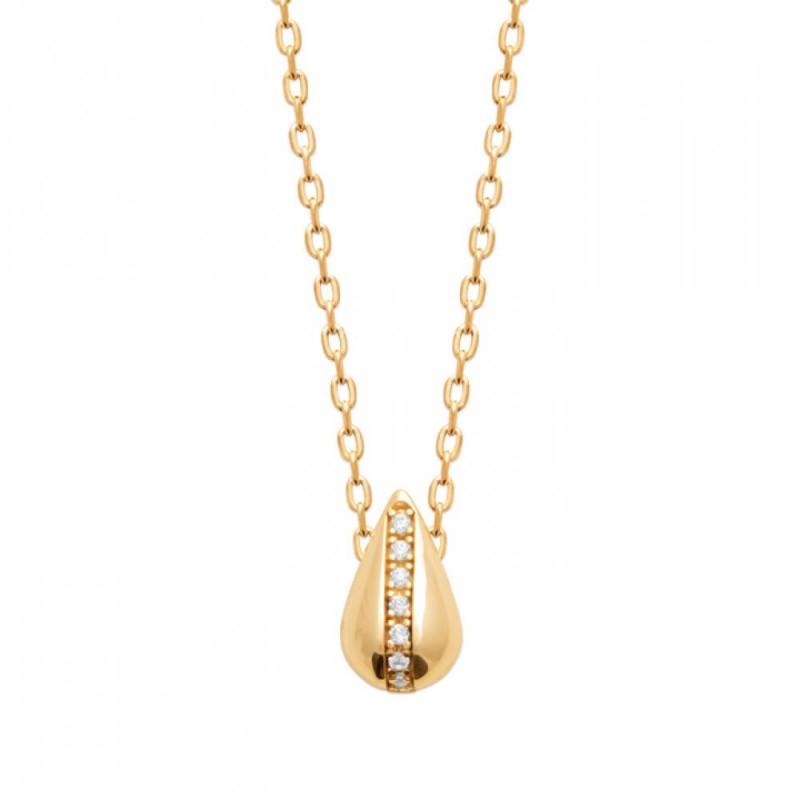Collier Goutte Plaqué or 750/000 Oxyde de zirconium 45cm