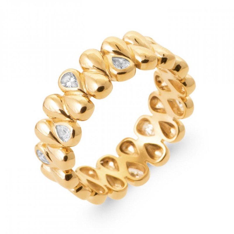 Bague Goutte Plaqué or 750/000  Oxyde de zirconium