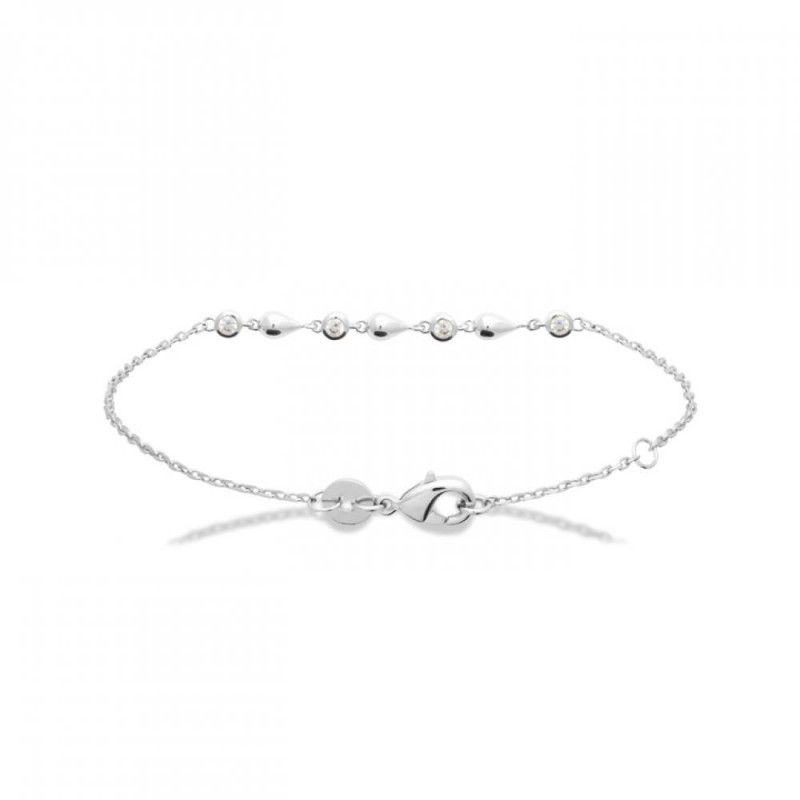 Bracelet Goutte Argent rhodié Oxyde de zirconium 18cm