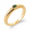 Bague Torsadée Plaqué or 750/000 Pierre verte de synthèse