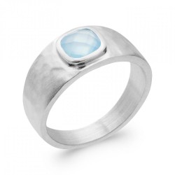Bague Argent Rhodié - Agate...