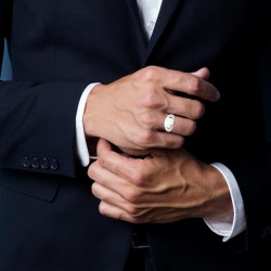 Chevalière Argent Rhodié pour homme Gravable