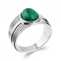 Bague Striée Malachite...
