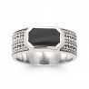 Bague Argent Quantum 925 7mm - Agate noire - Homme