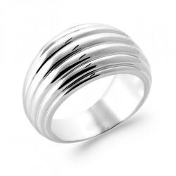Bague dôme strié Argent...