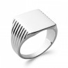 Chevalière Carrée Argent Rhodié Gravable - Homme