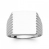 Chevalière Carrée Argent Rhodié Gravable - Homme