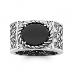 Chevalière Agate noire Homme Argent Quantum 925