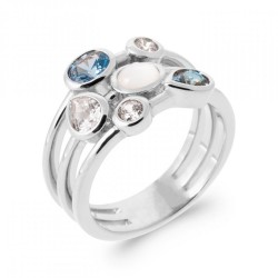 Bague Argent rhodié Oxyde de zirconium Pierre de Lune