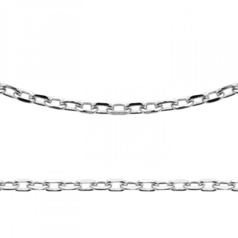 Chaîne Forçat diamantée - Argent Rhodié - Homme Femme - Largeur 2,6mm