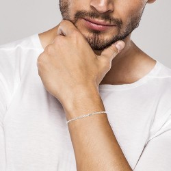 Chaîne Forçat diamantée - Argent Rhodié - Homme Femme - Largeur 2,6mm