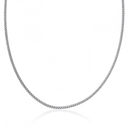 Chaîne Gourmette diamantée 4 faces - Argent Rhodié - Homme Femme - Largeur 2,4mm