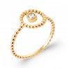 Bague Boules Breloque Plaqué or 750/000 Oxyde de zirconium