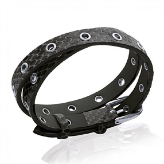 Bracelet cuir noir Larg.9mm...