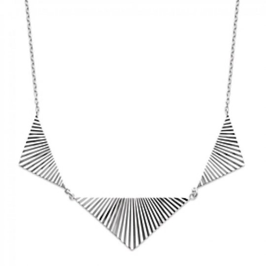 Collier Triangles avec reflets Argent Massif Rhodié - Femme - 45cm